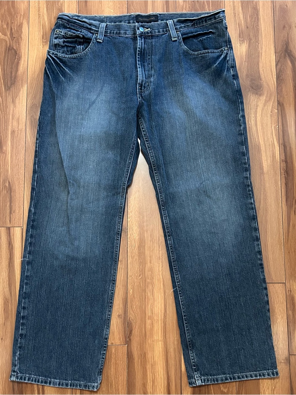 Pronto Uomo Men’s Straight Fit 38x30 Blue Dark Wash Denim Jeans Cotton 5-Pocket